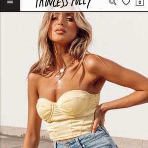 Pale yellow bustier crop top